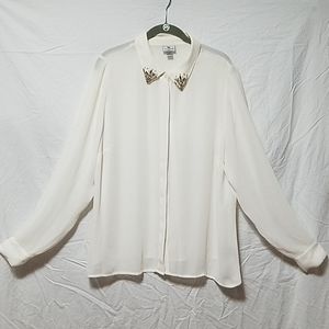 Semi-Sheer, Jewel Embellished Blouse